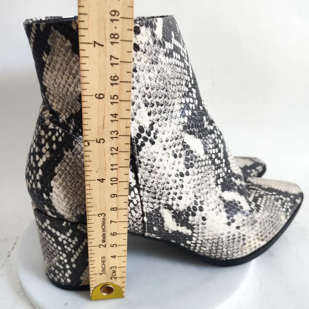 Madden Girl Ankle Boots‎ Size 8.5 Snakeskin Vegan Faux Leather Block Heel Dafni